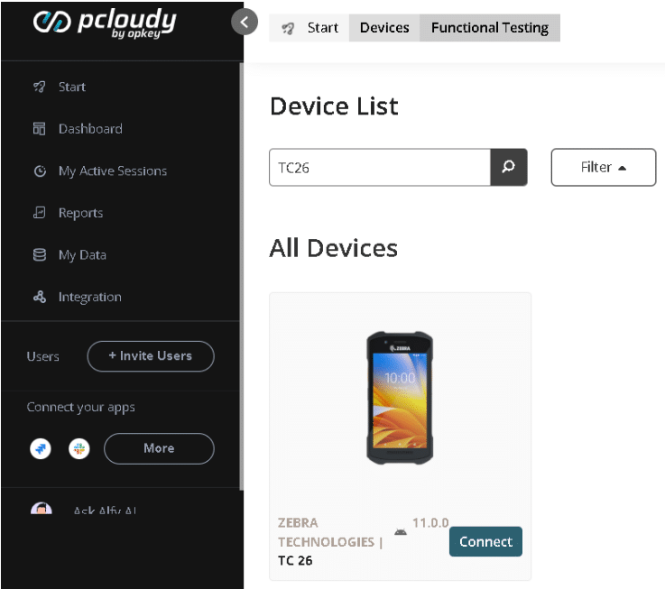 testing on zebra real device
